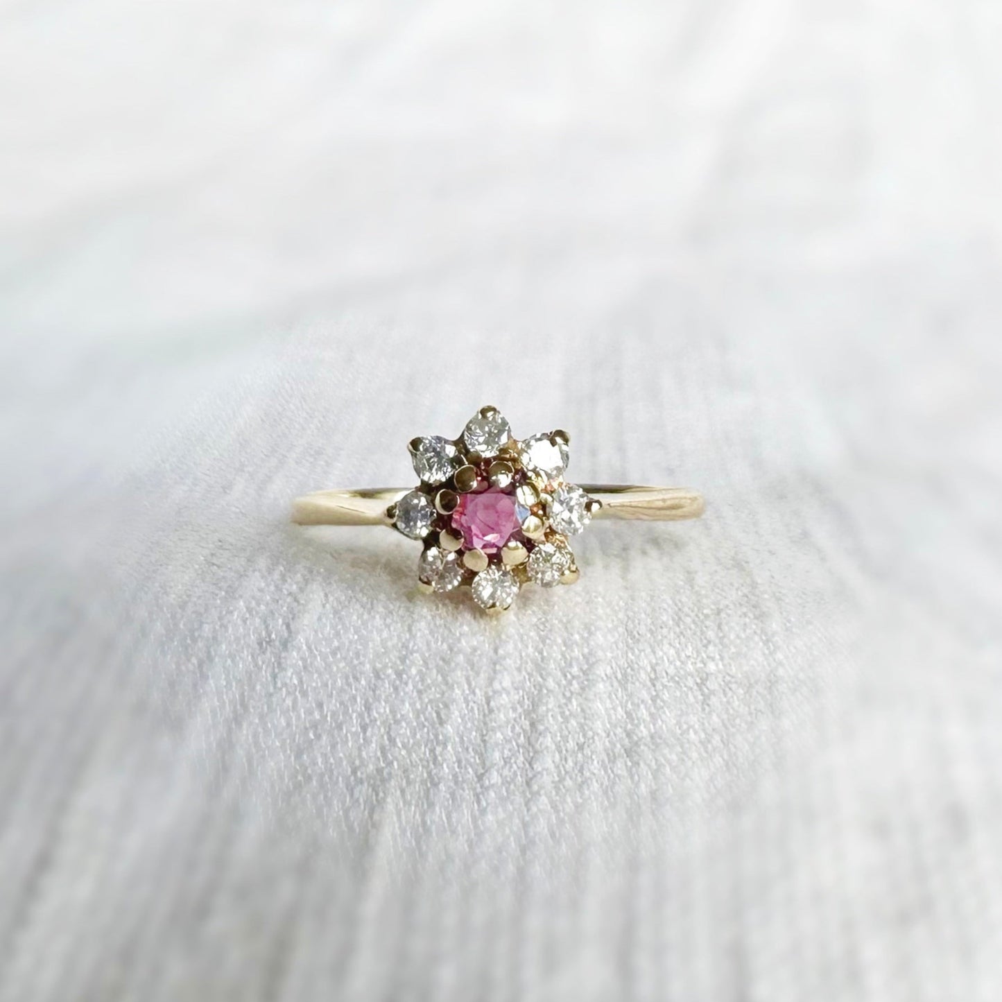 Amelia Diamond and Pink Topaz Ring