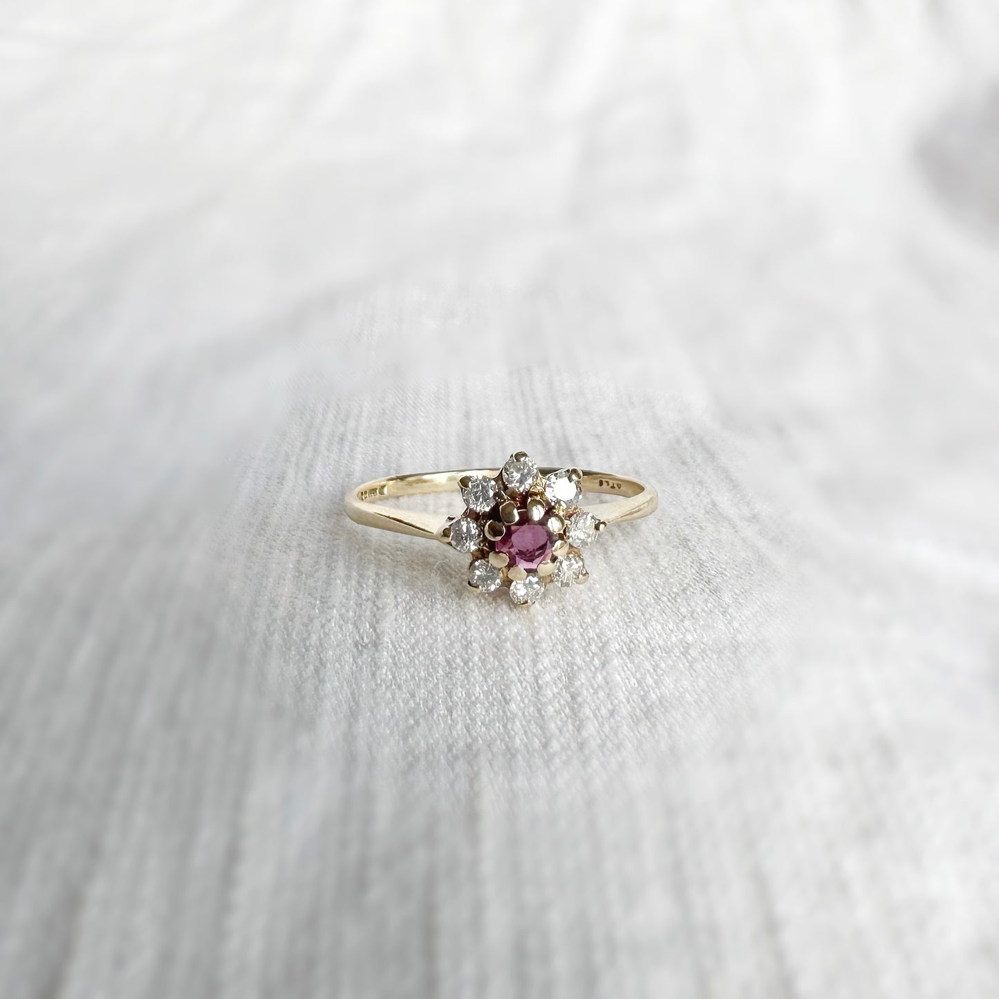 Amelia Diamond and Pink Topaz Ring