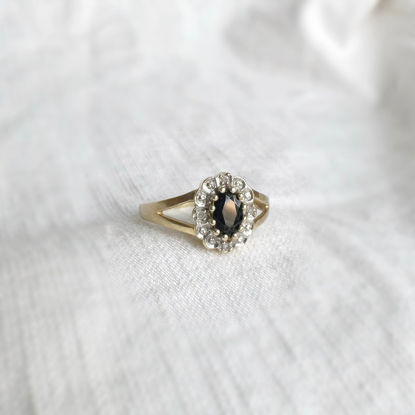 Sybil Sapphire and Diamond Ring