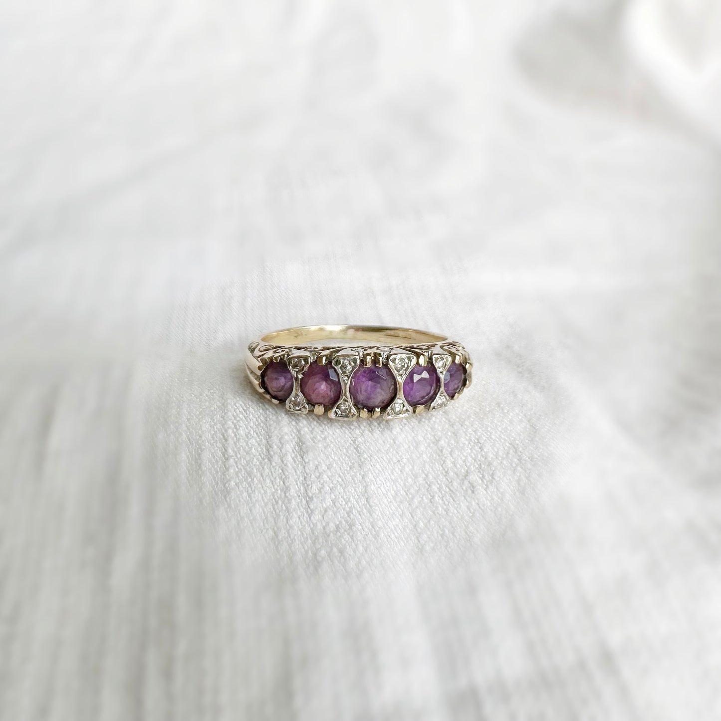 Hattie Amethyst and Diamond Ring