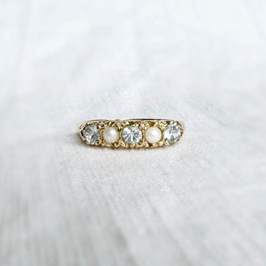 Naomi Pearl and Topaz Ring