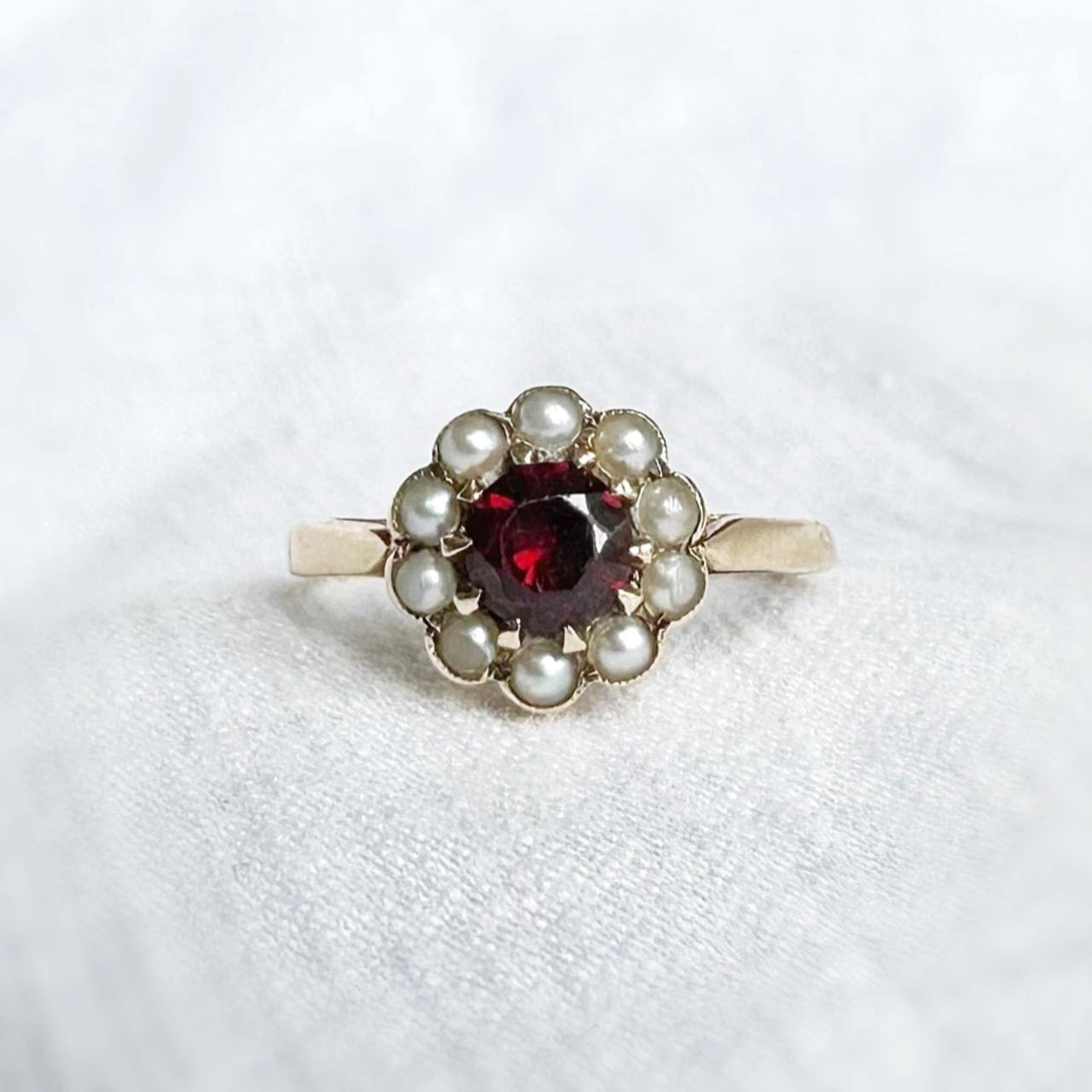 Mabel Antique Ruby and Pearl Ring