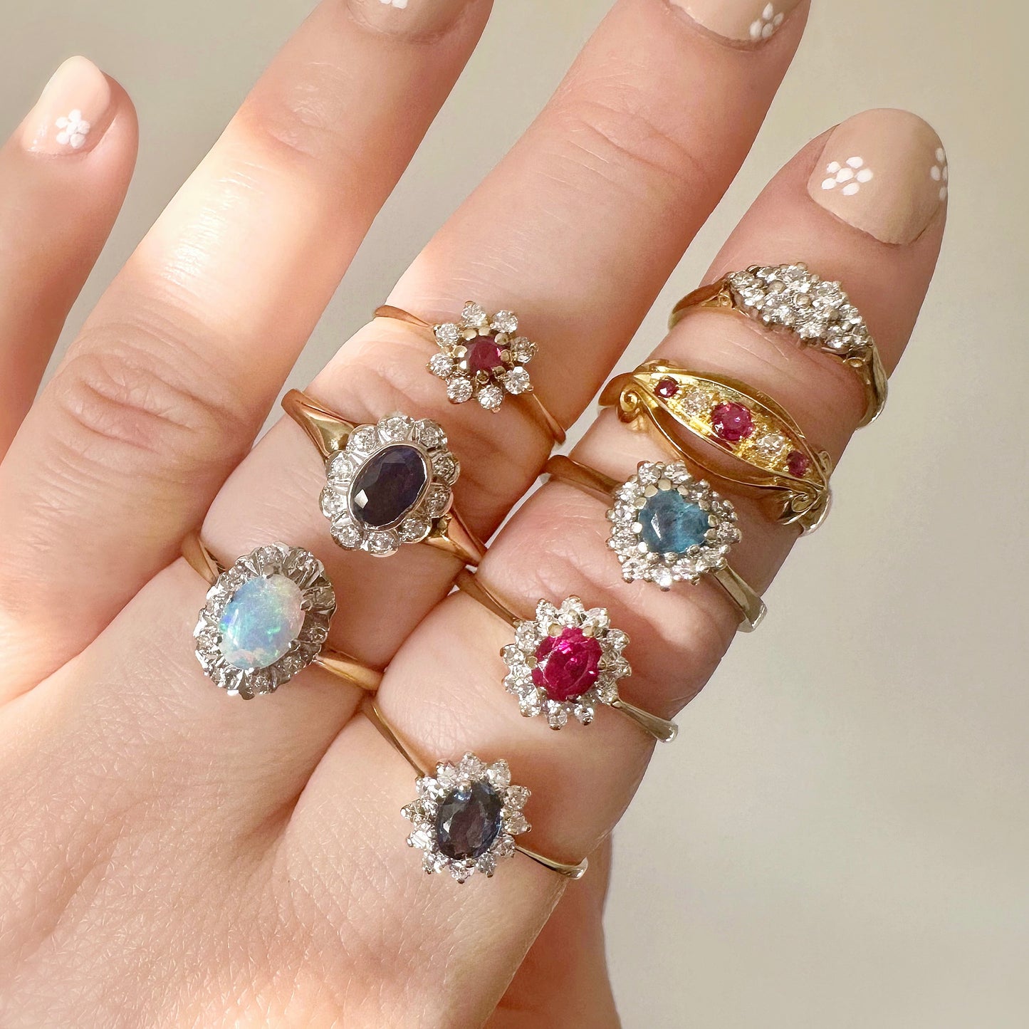 Rosalie 18ct Gold Opal and Diamond Halo Ring