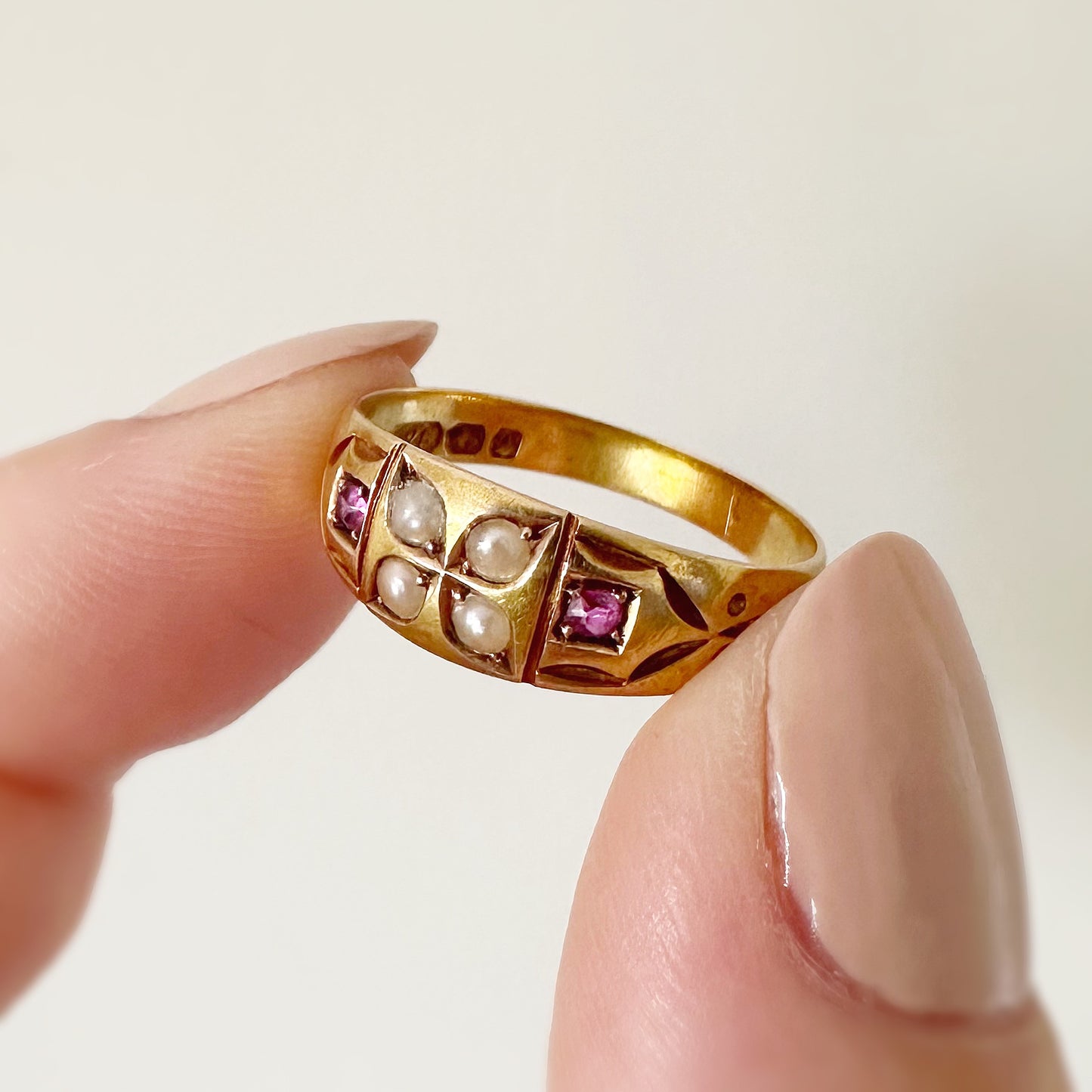 Frances Victorian Ruby and Seed Pearl Ring