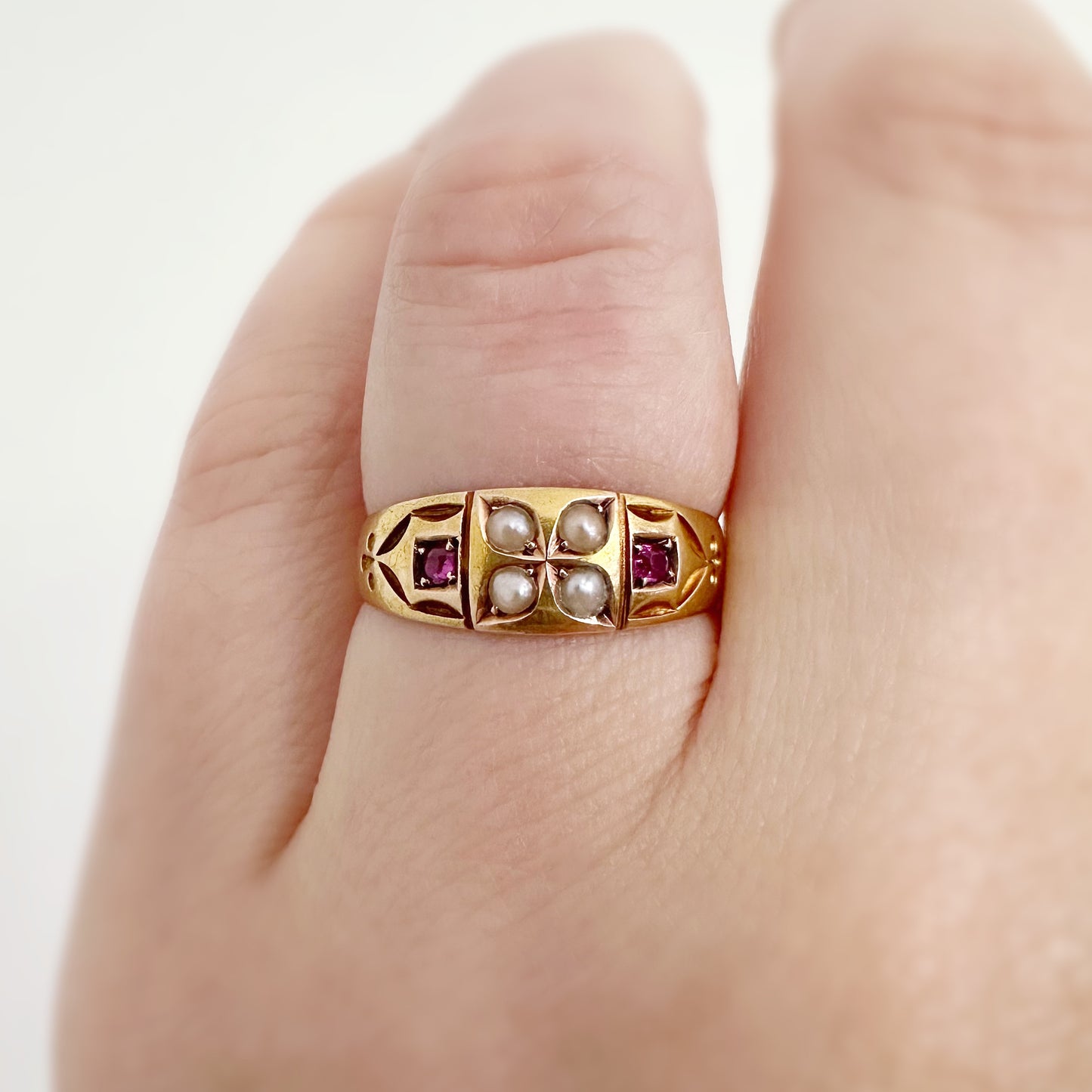 Frances Victorian Ruby and Seed Pearl Ring