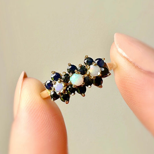 Florence Sapphire and Opal Cluster Ring