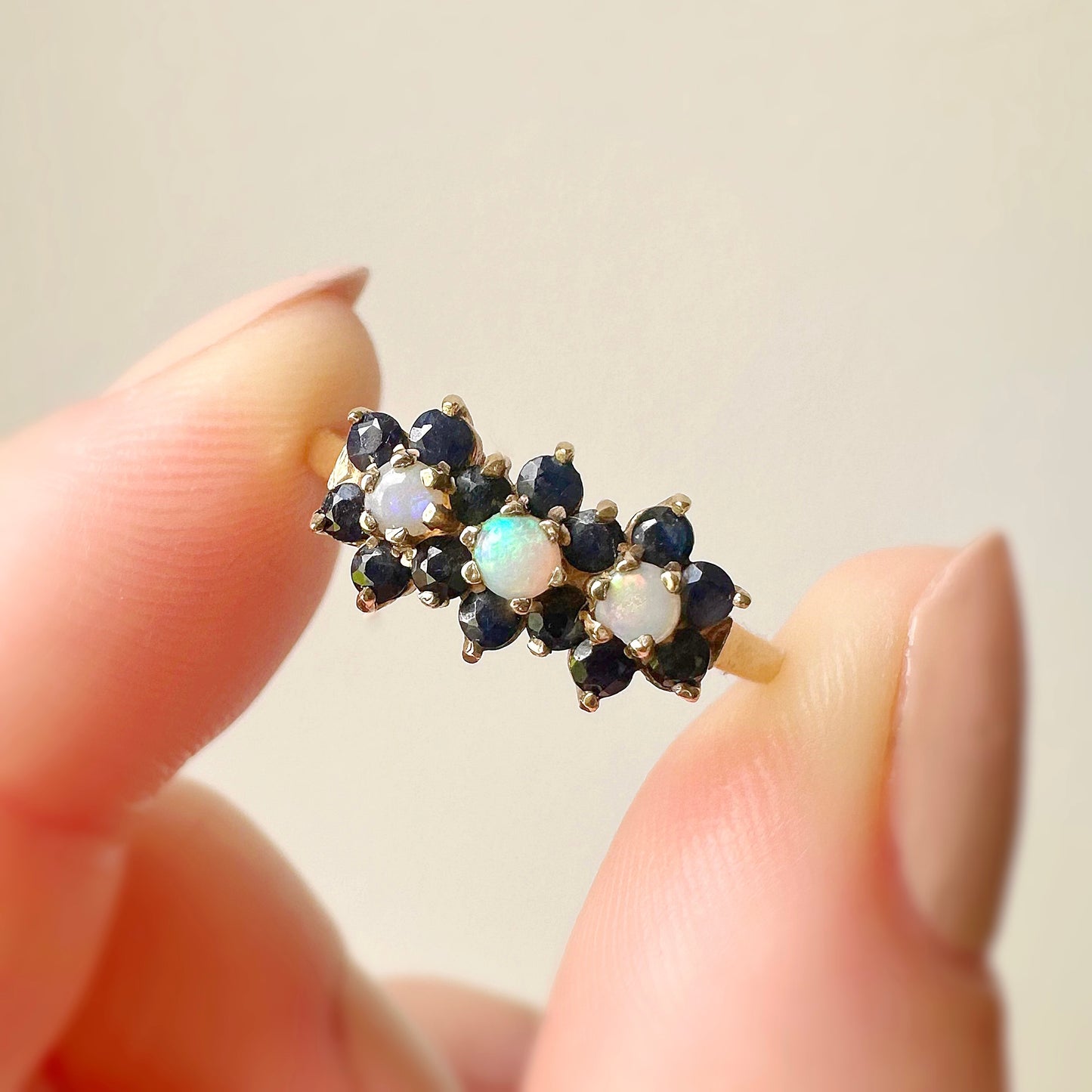 Florence Sapphire and Opal Cluster Ring
