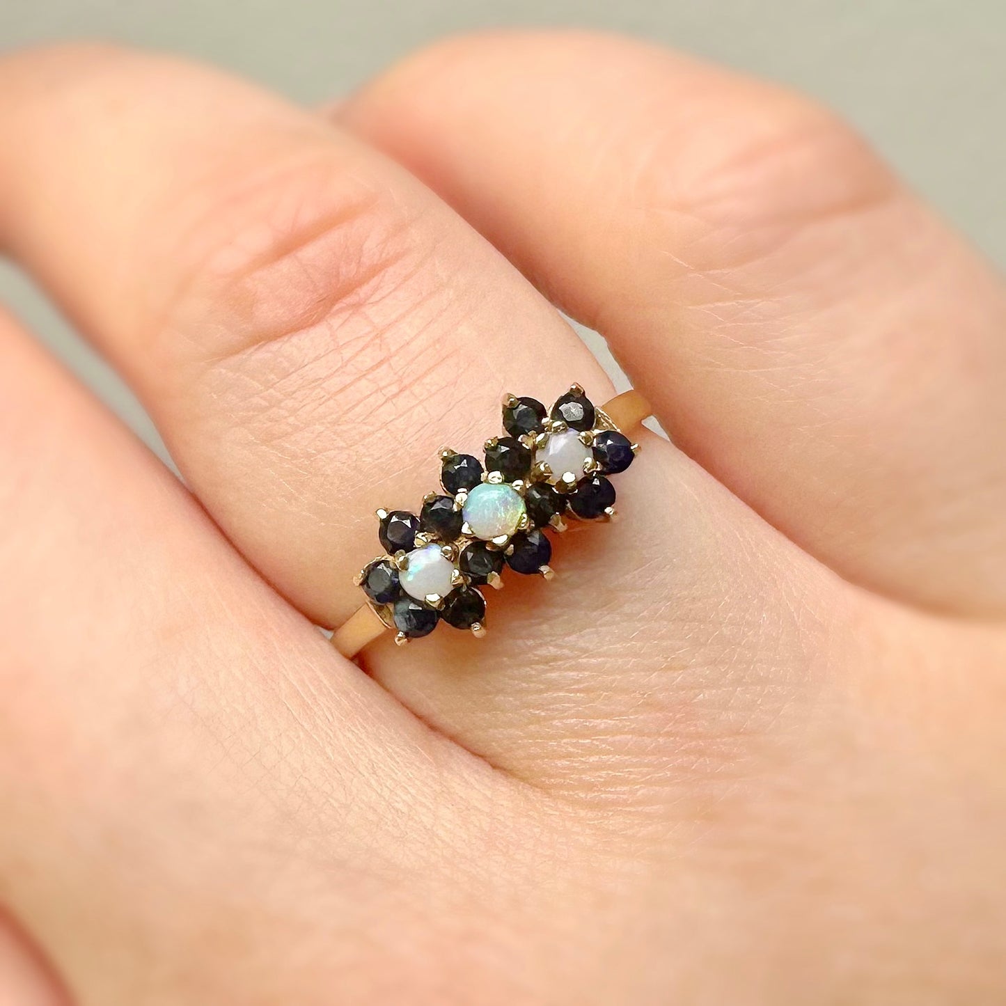 Florence Sapphire and Opal Cluster Ring