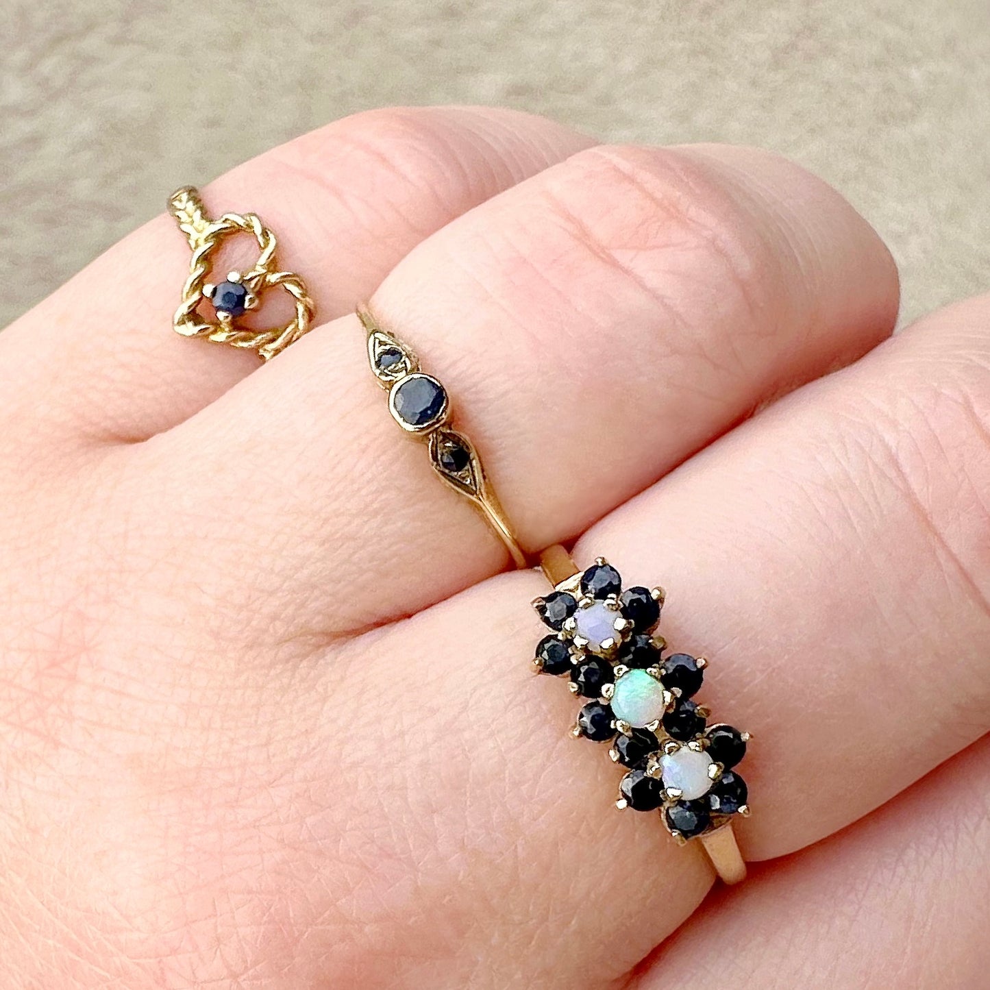 Florence Sapphire and Opal Cluster Ring