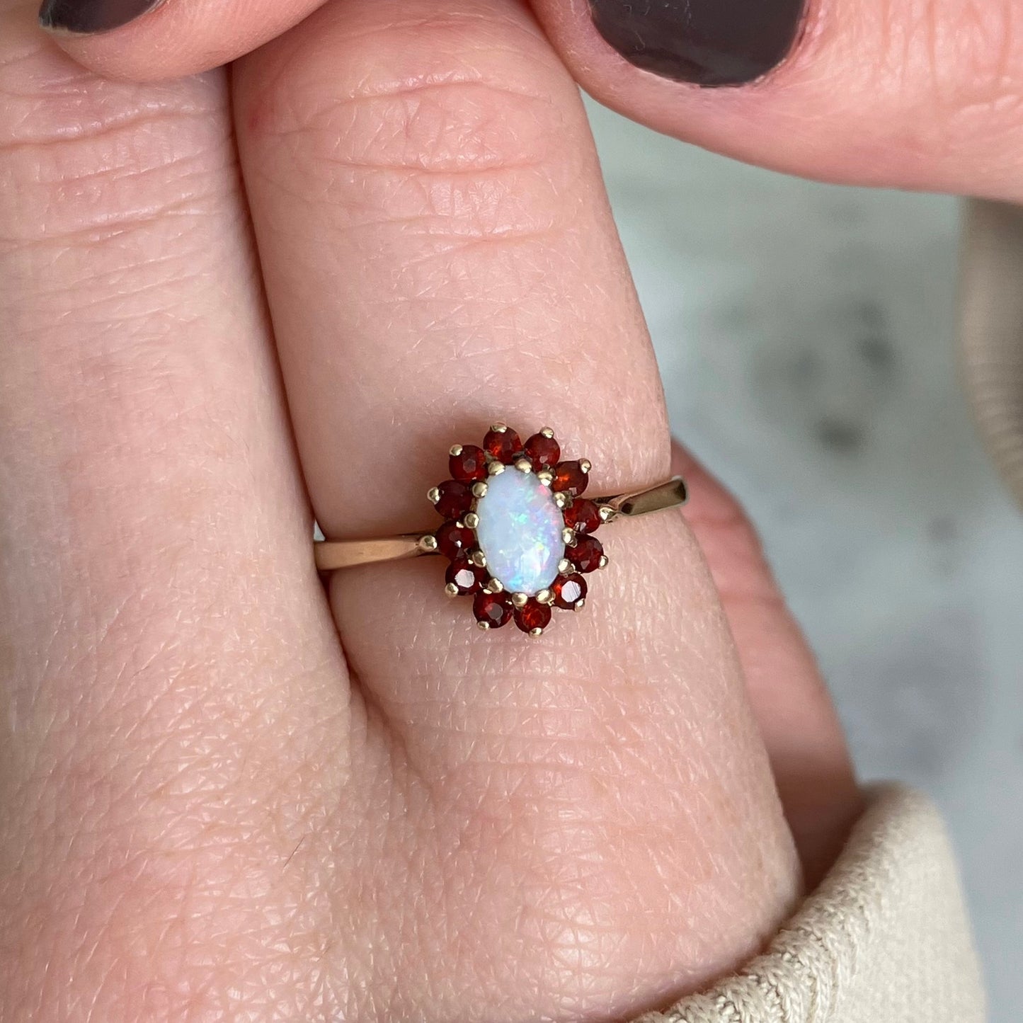 Verity Opal and Garnet Ring