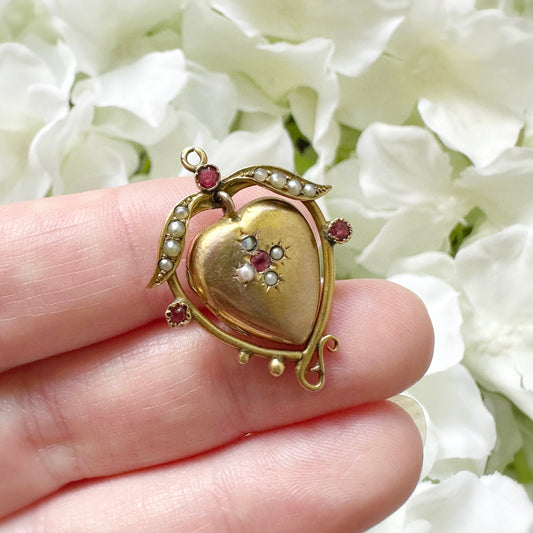 Madeline Victorian Ruby and Seed Pearl Locket