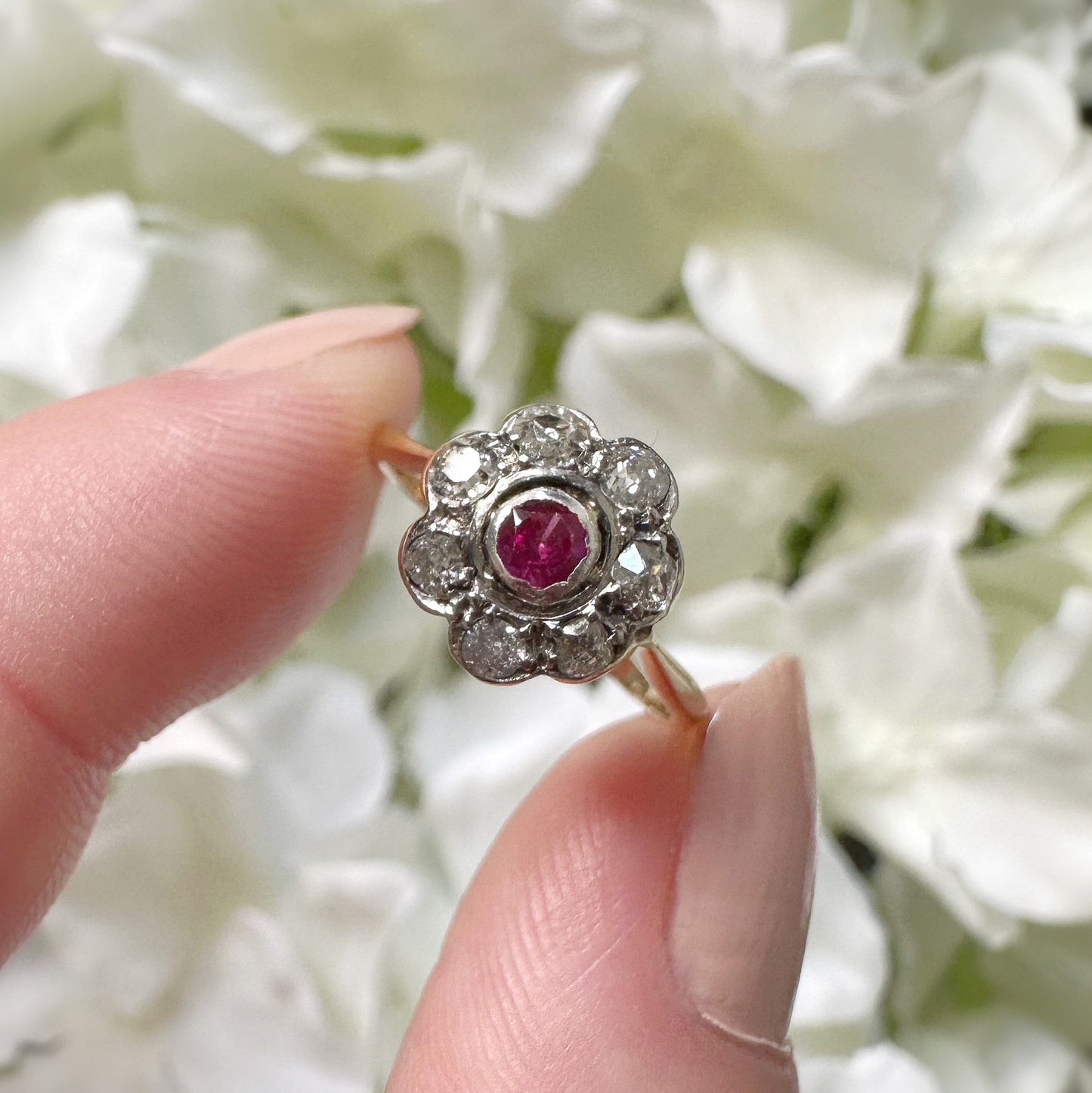 Rosa Victorian Diamond and Ruby Ring