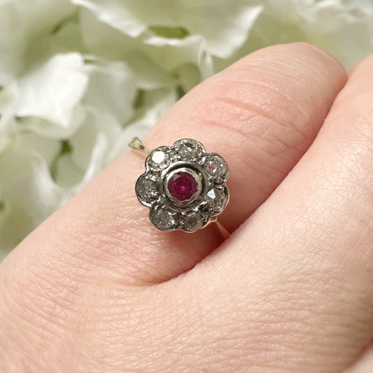 Rosa Victorian Diamond and Ruby Ring