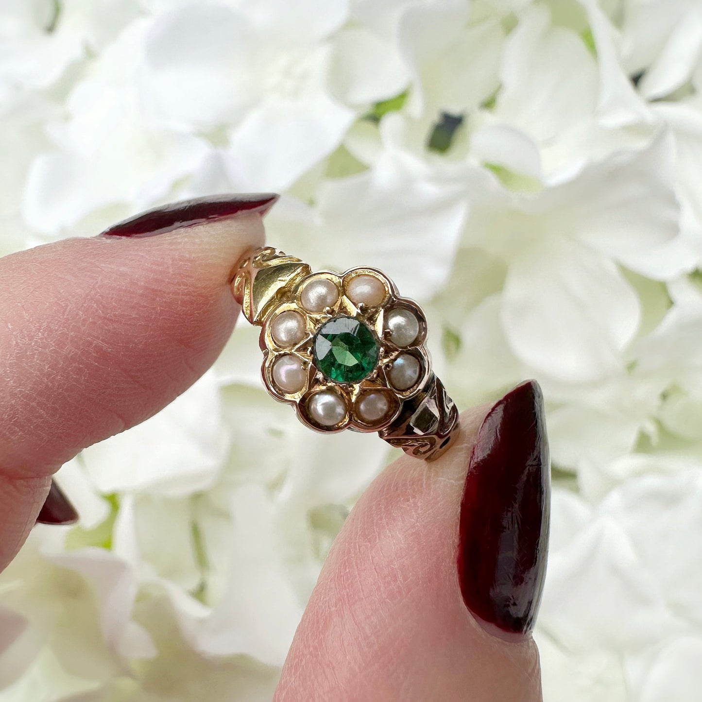Florence Victorian Seed Pearl Cluster Ring