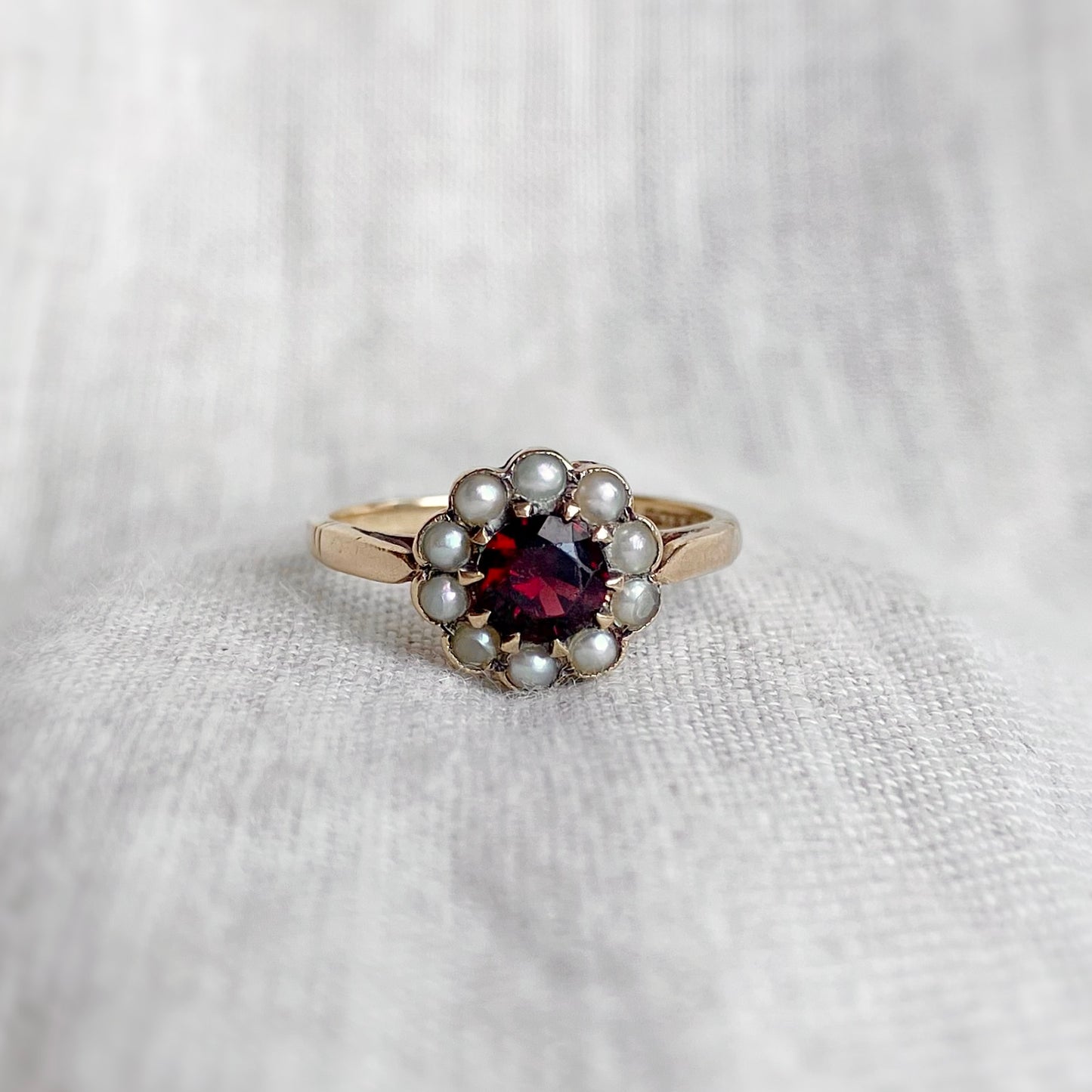 Mabel Antique Ruby and Pearl Ring