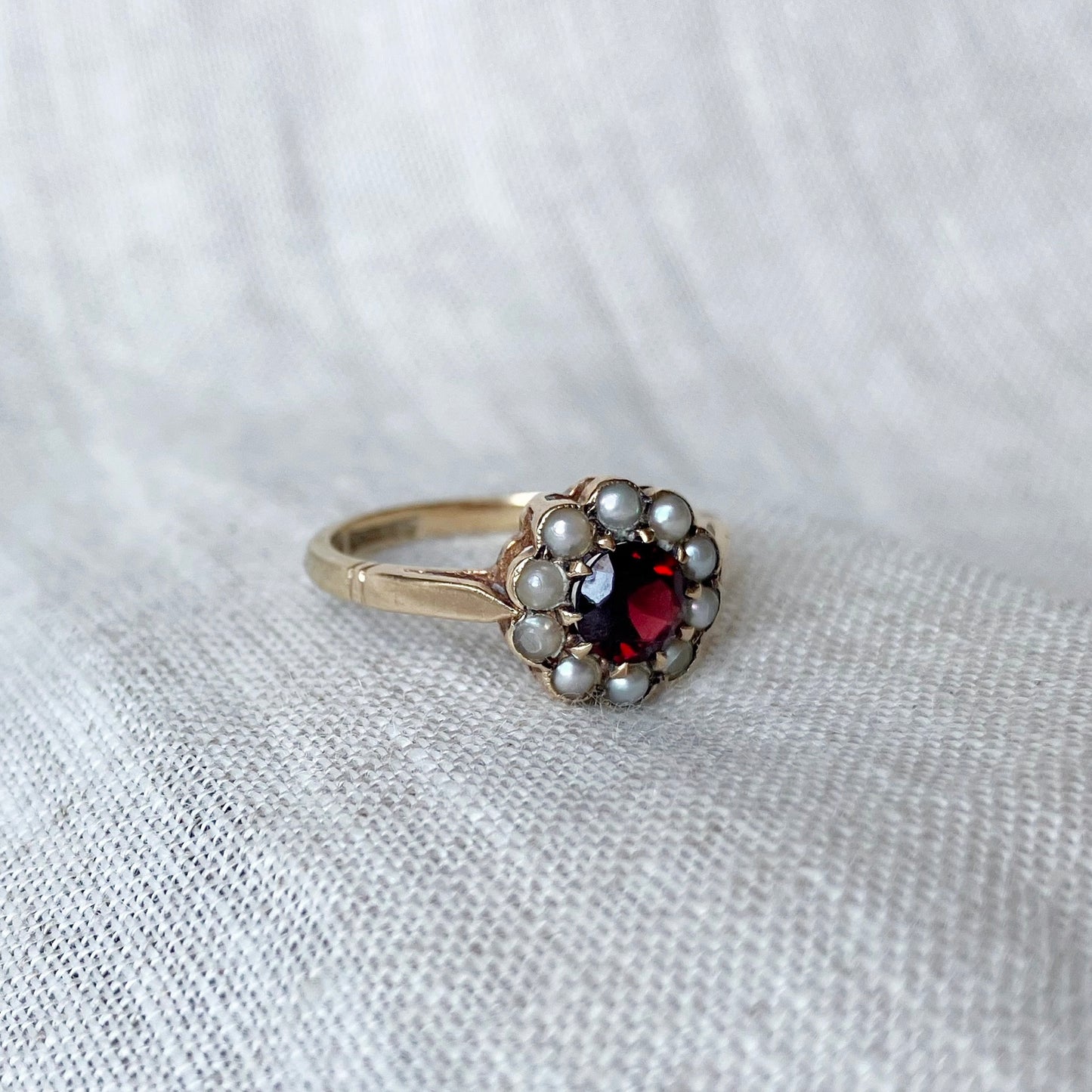 Mabel Antique Ruby and Pearl Ring
