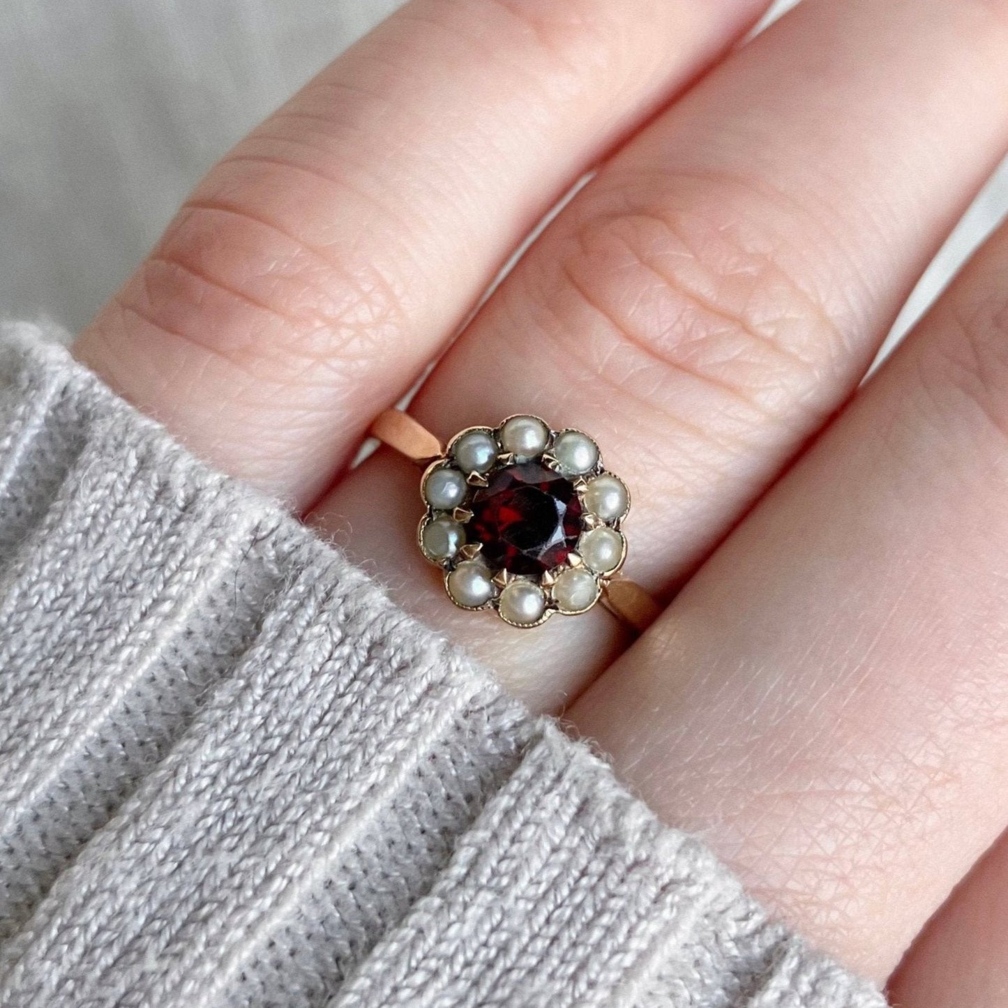Mabel Antique Ruby and Pearl Ring
