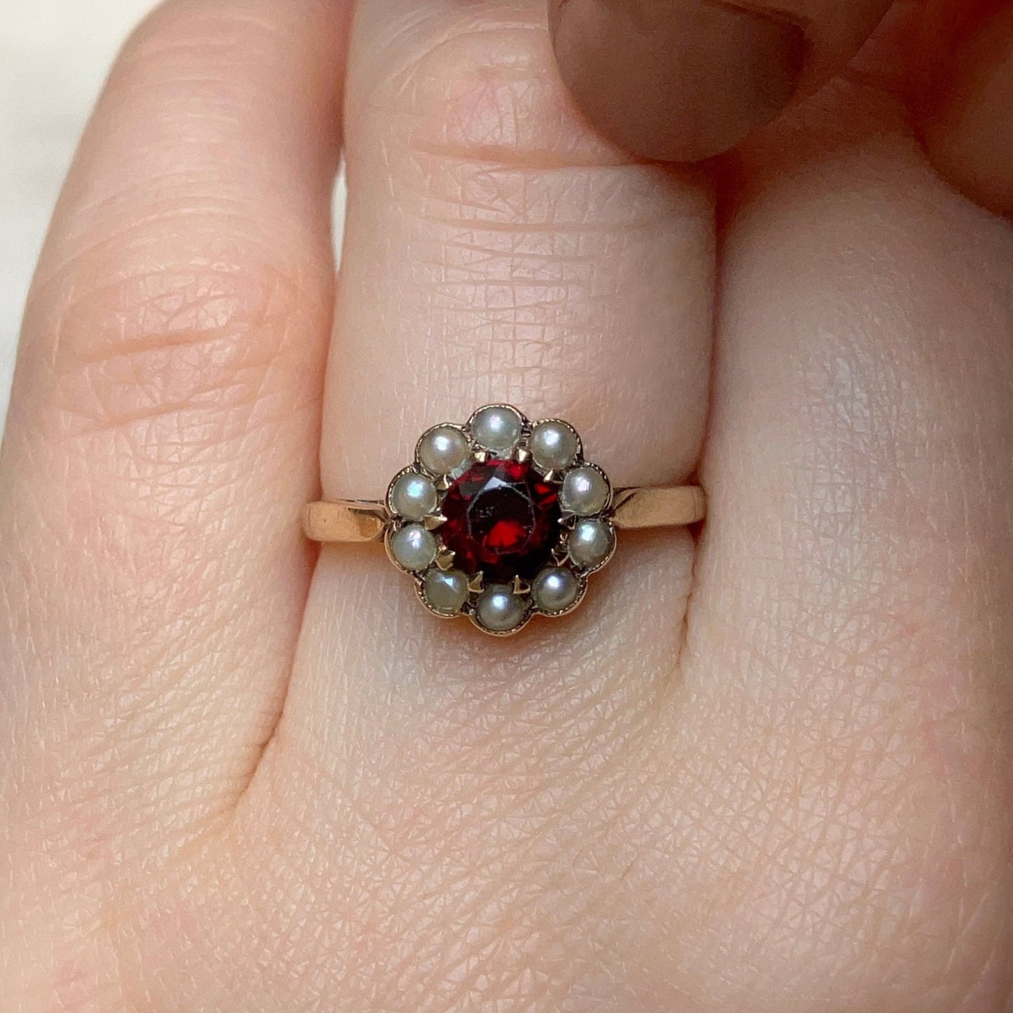 Mabel Antique Ruby and Pearl Ring