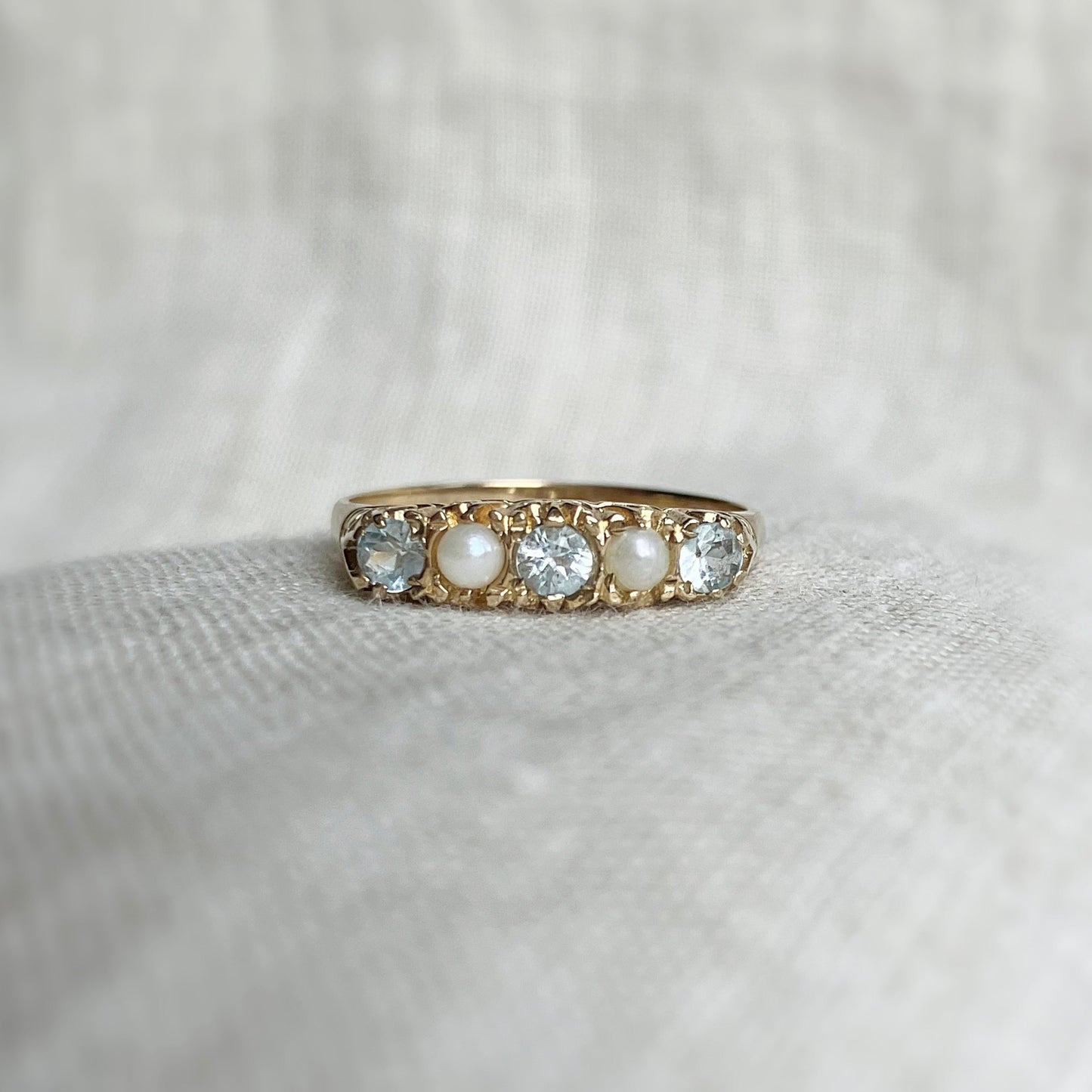 Naomi Pearl and Topaz Ring