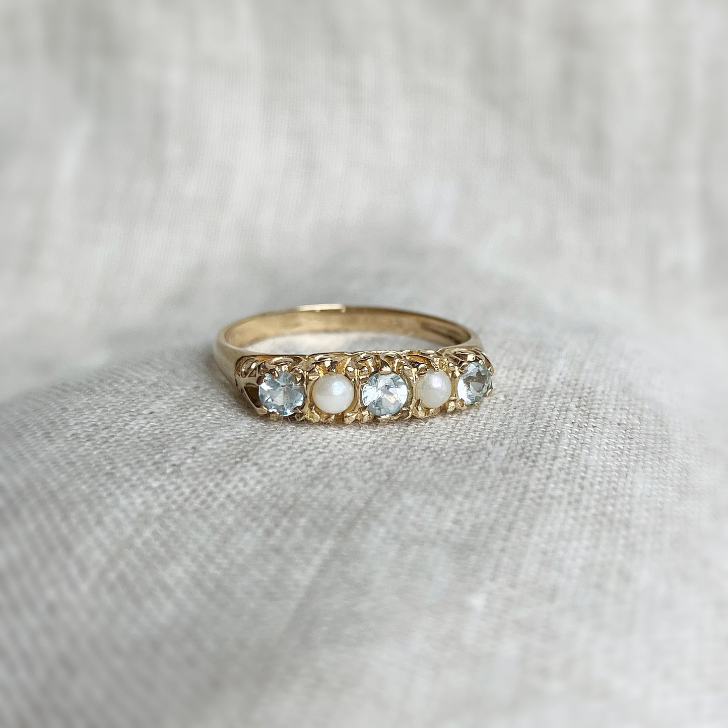 Naomi Pearl and Topaz Ring
