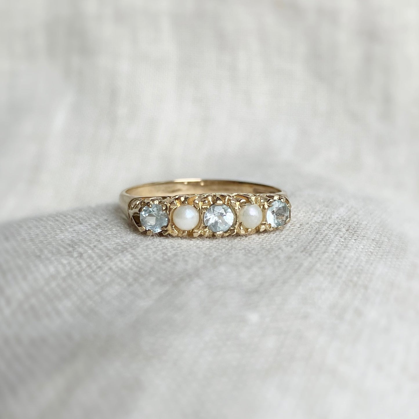 Naomi Pearl and Topaz Ring