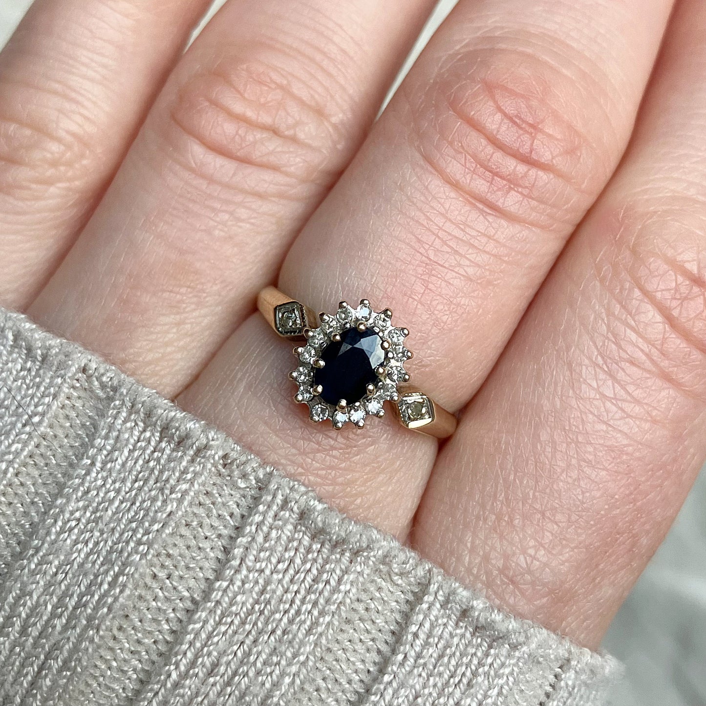 Sybil Sapphire and Diamond Ring