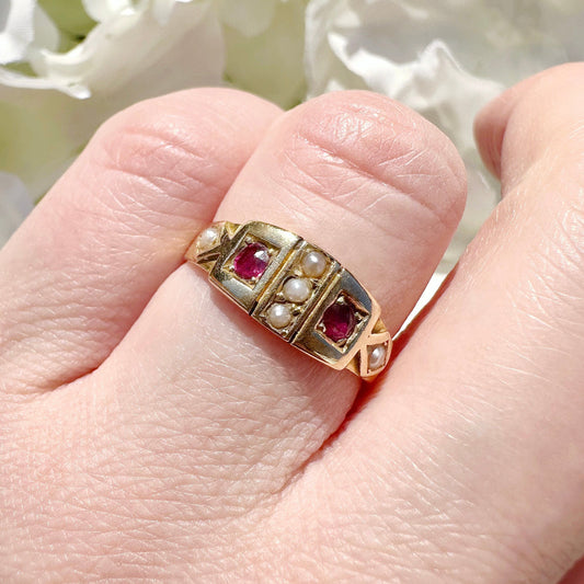 antique ruby gypsy ring 18ct gold victorian