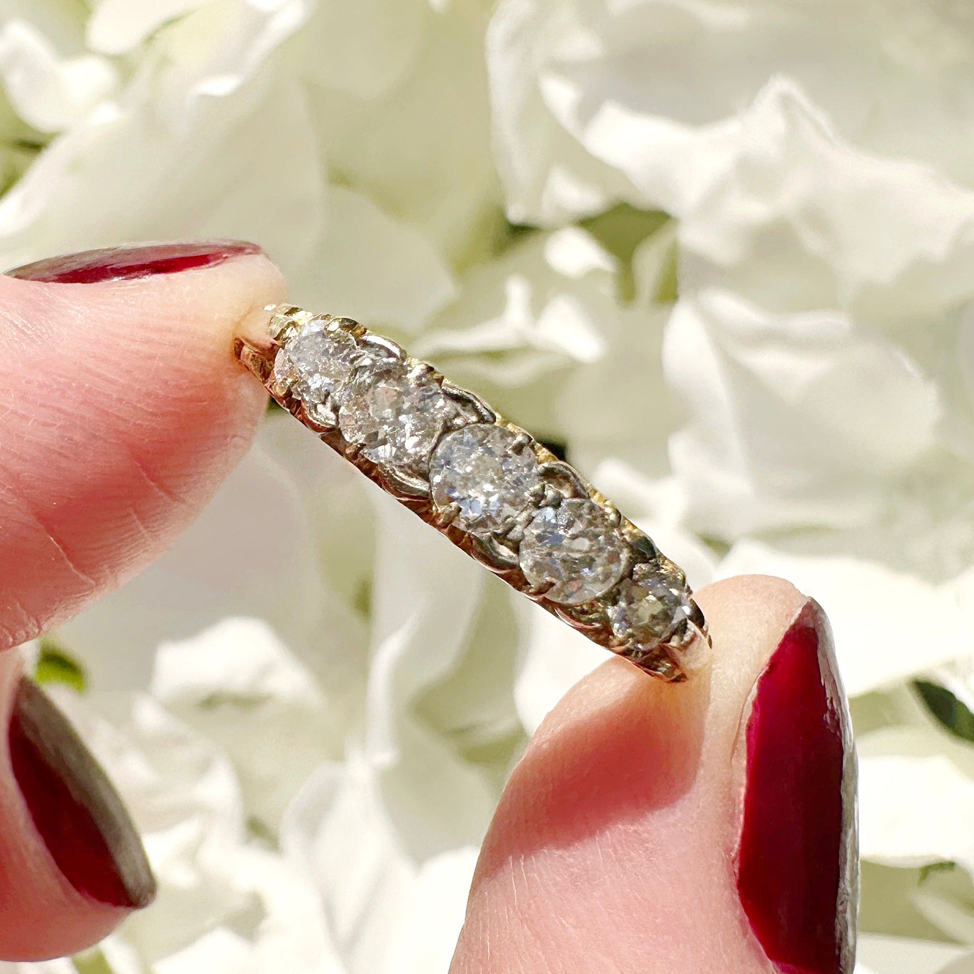 old cut diamond wedding band 18ct gold