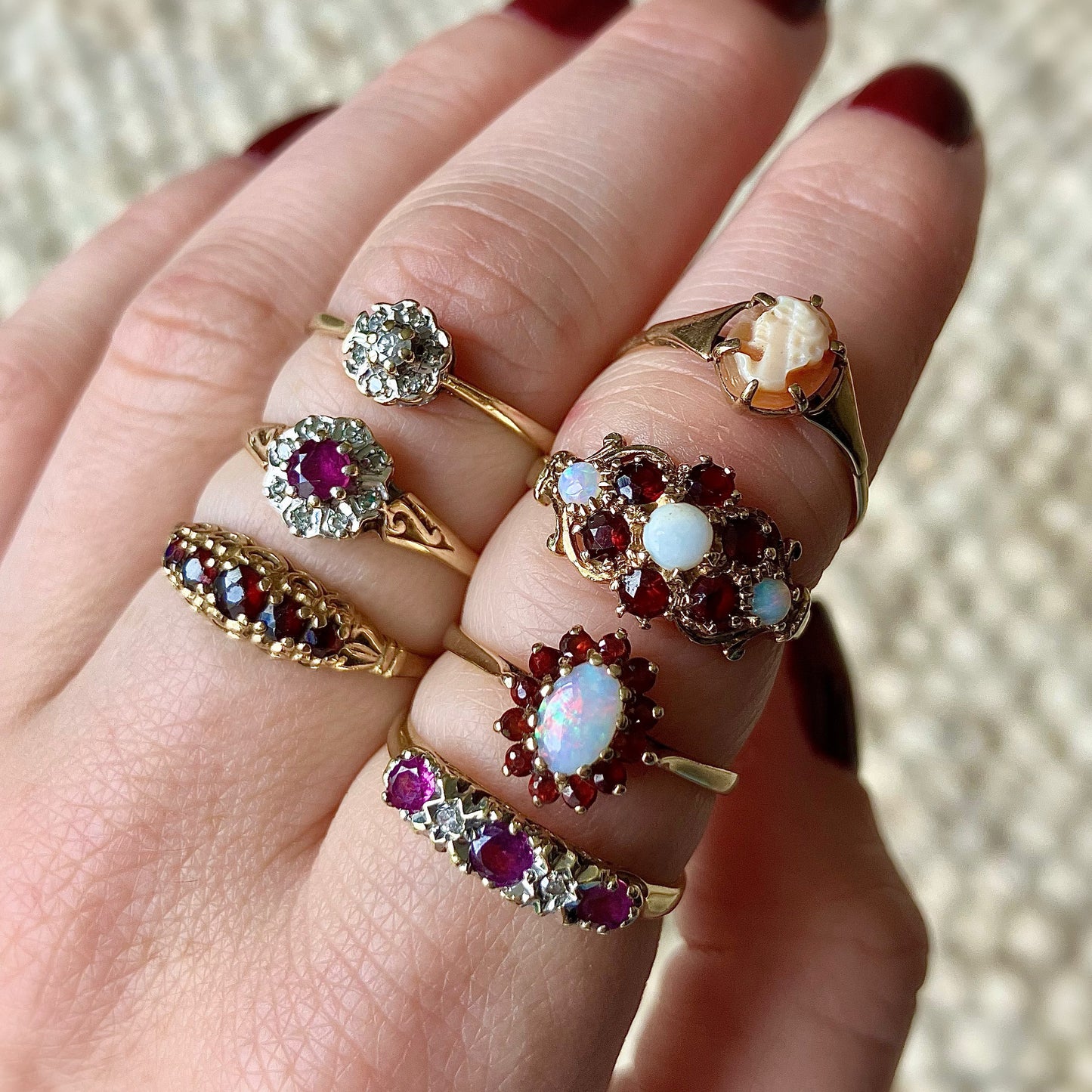 Verity Opal and Garnet Ring