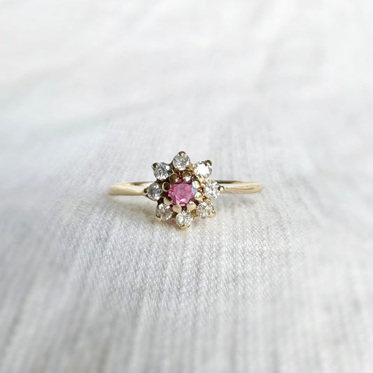 Amelia Diamond and Pink Topaz Ring