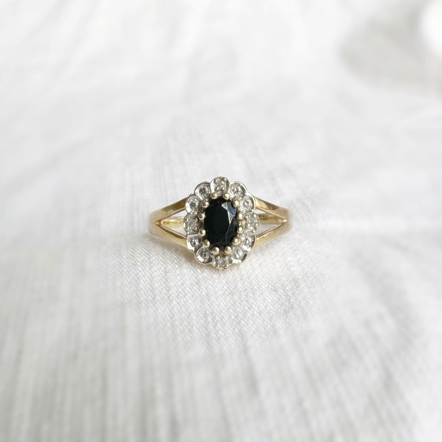 Sybil Sapphire and Diamond Ring