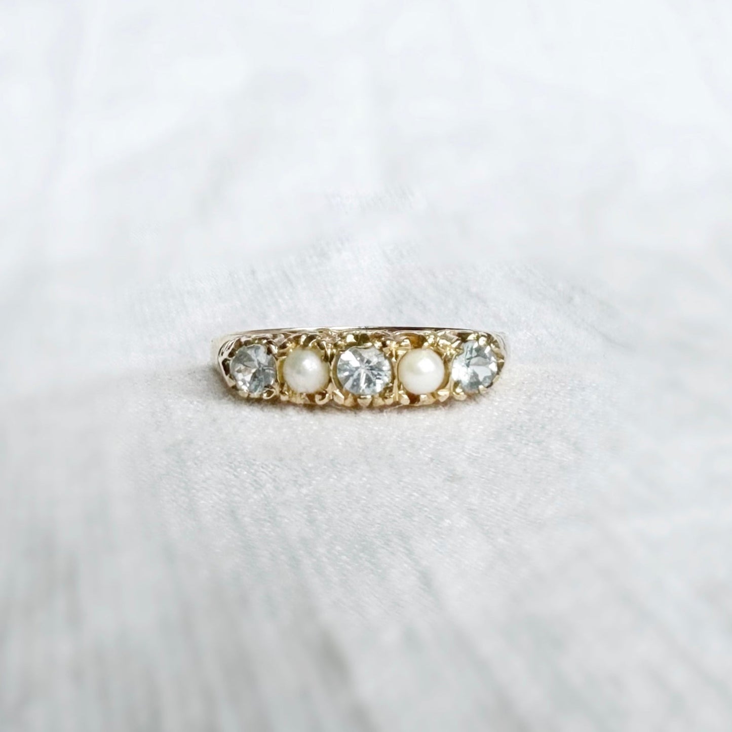 Naomi Pearl and Topaz Ring
