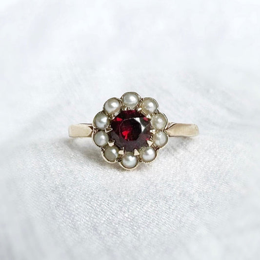 Mabel Antique Ruby and Pearl Ring