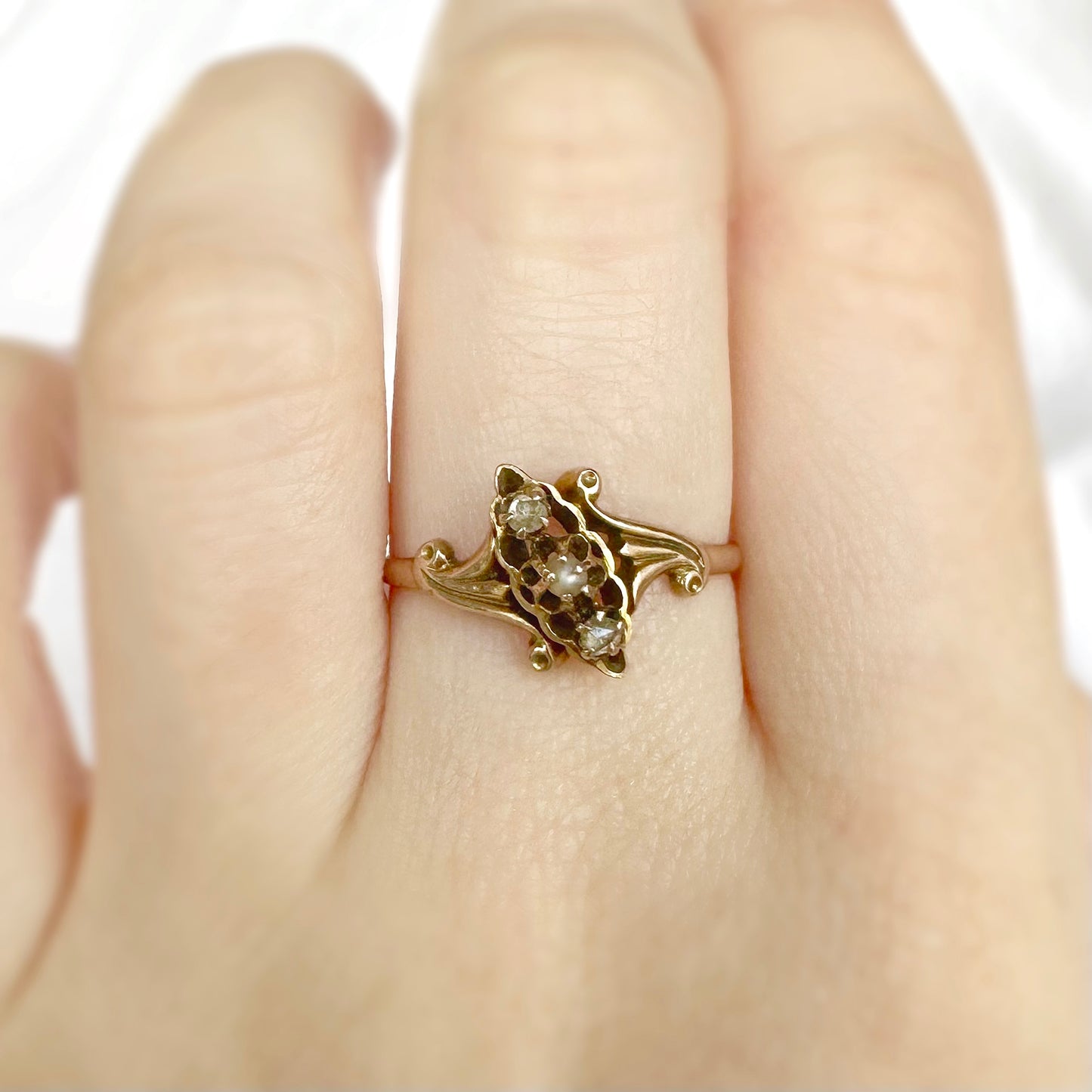 Trinity Pearl and Diamond Ring