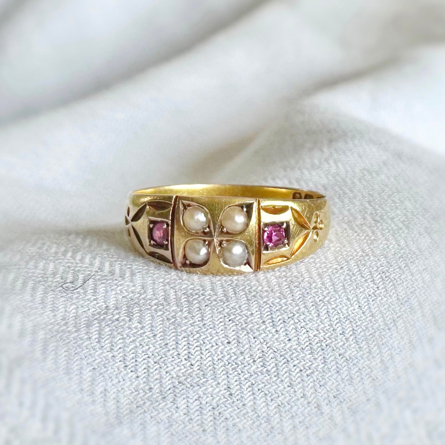 Frances Victorian Ruby and Seed Pearl Ring