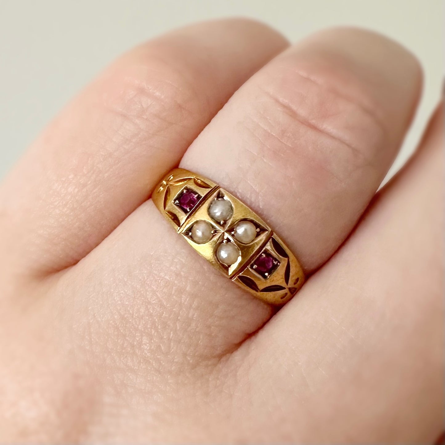 Frances Victorian Ruby and Seed Pearl Ring