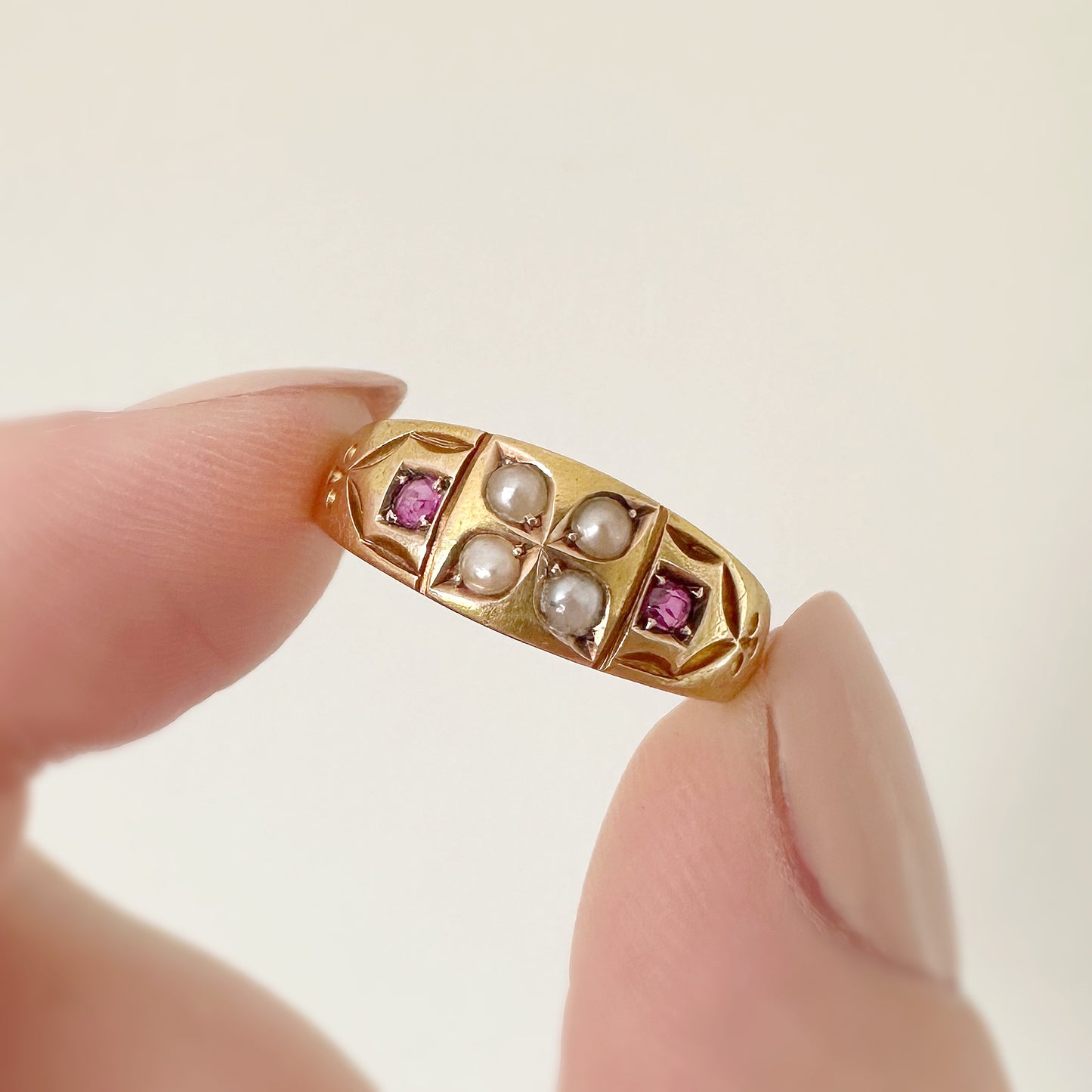 Frances Victorian Ruby and Seed Pearl Ring