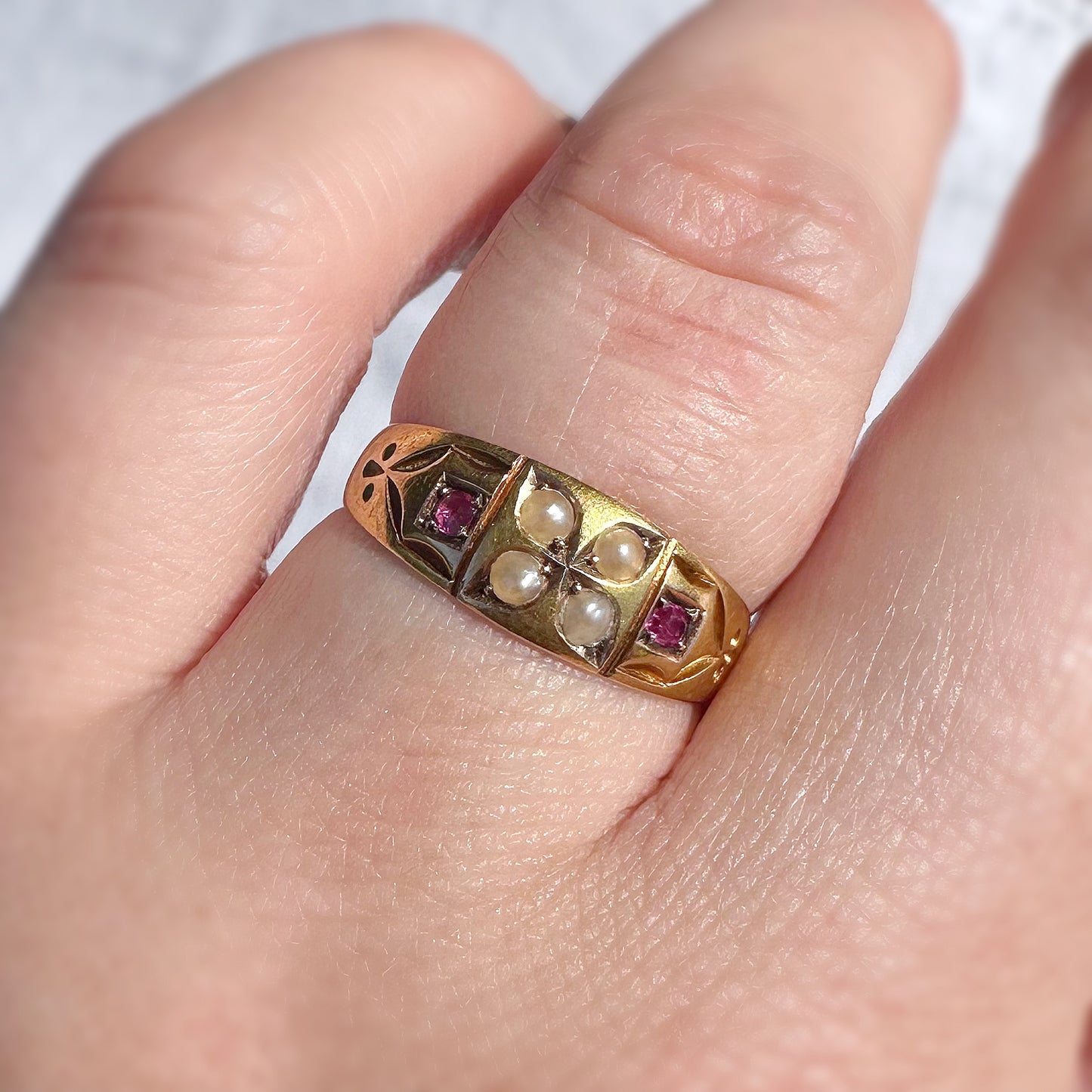Frances Victorian Ruby and Seed Pearl Ring