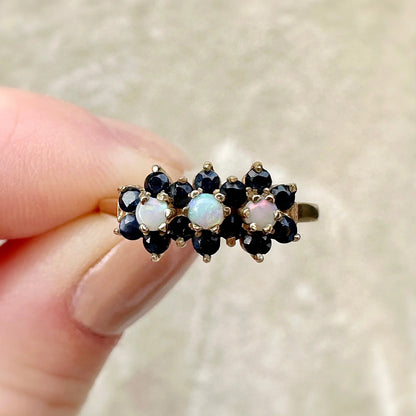 Florence Sapphire and Opal Cluster Ring Peach and Willow