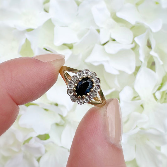 Sybil Sapphire and Diamond Ring
