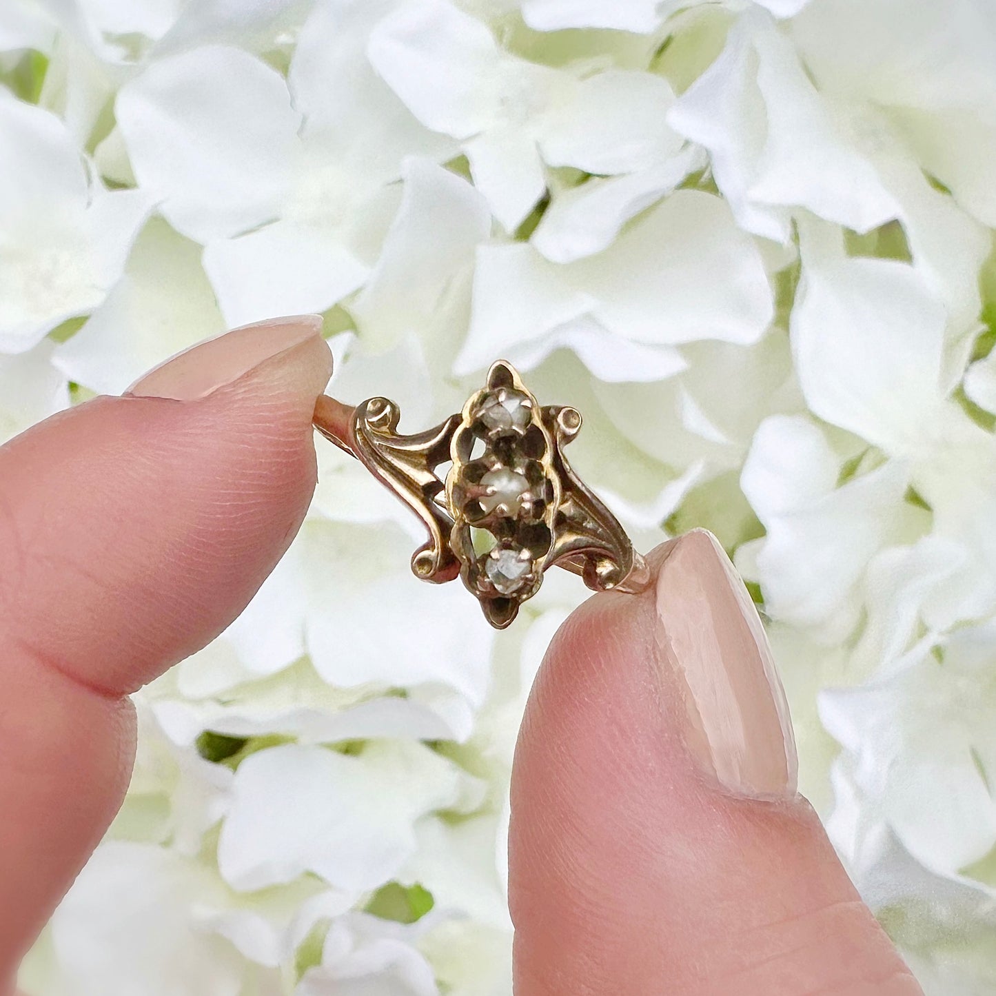 Trinity Pearl and Diamond Ring