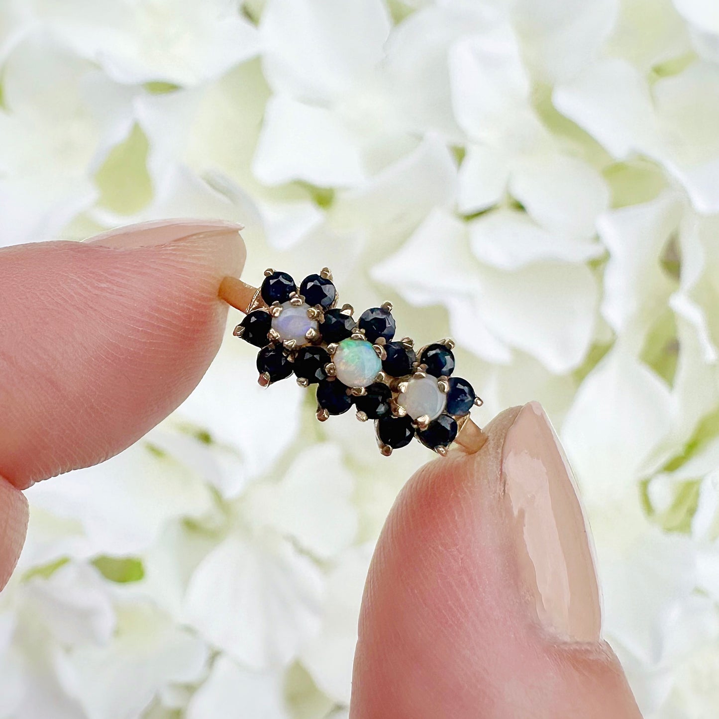 Florence Sapphire and Opal Cluster Ring