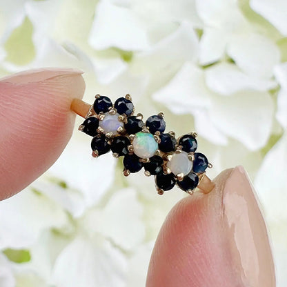 Florence Sapphire and Opal Cluster Ring Peach and Willow