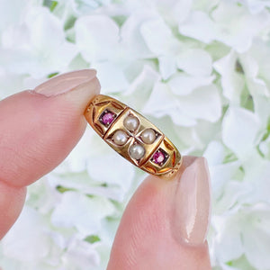 
                  
                    Load image into Gallery viewer, Frances Victorian Ruby and Seed Pearl Ring
                  
                