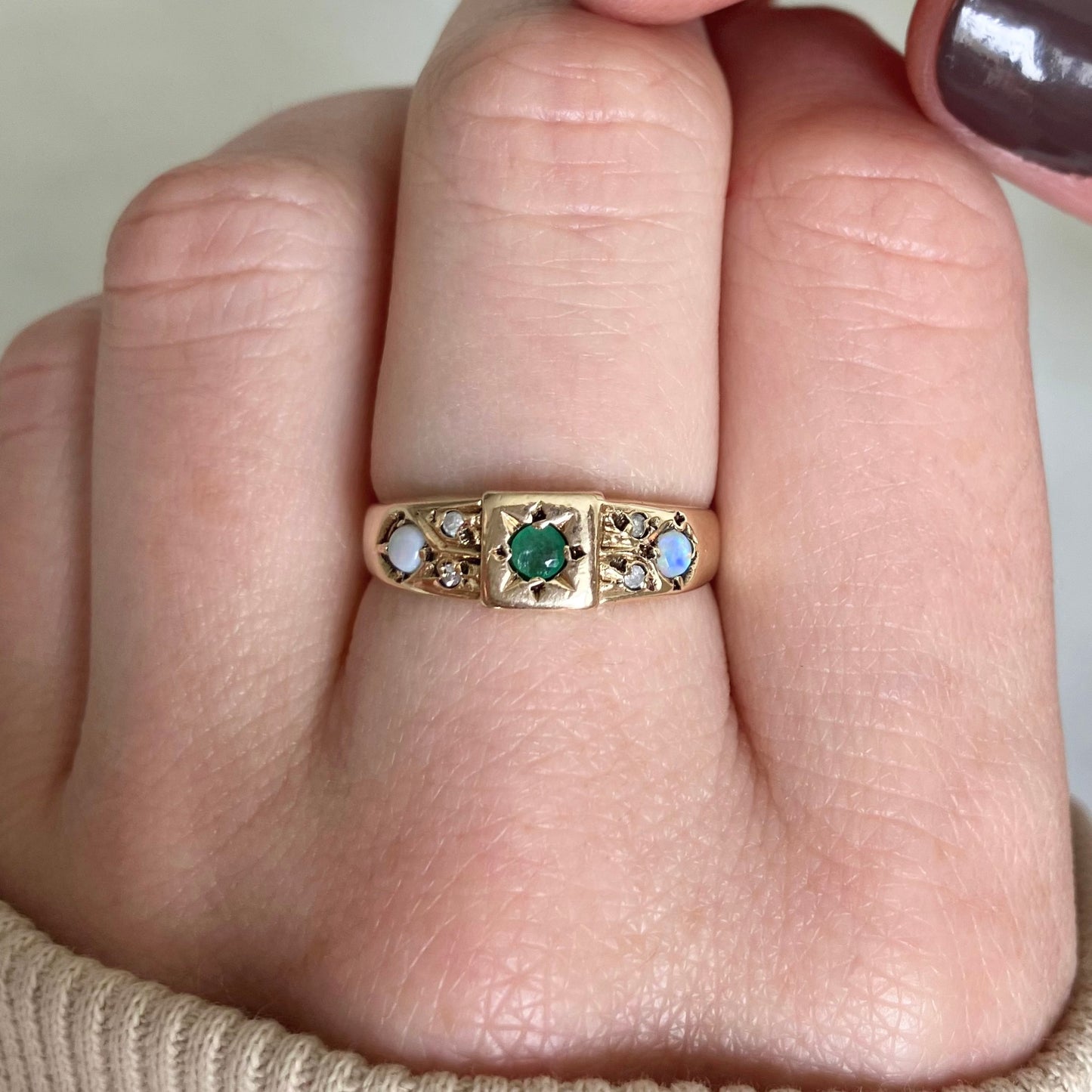 Constance Emerald and Opal Ring