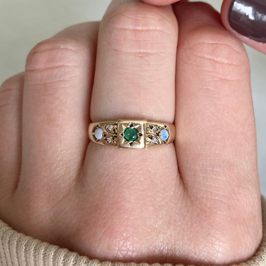 Constance Emerald and Opal Ring