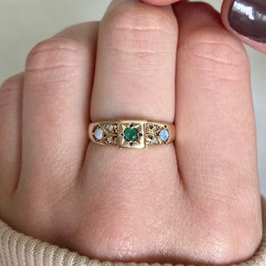 
                  
                    Load image into Gallery viewer, Constance Emerald and Opal Ring
                  
                