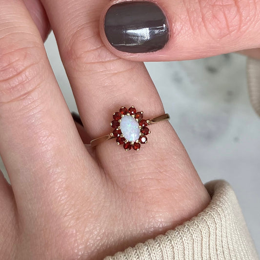 Verity Opal and Garnet Ring