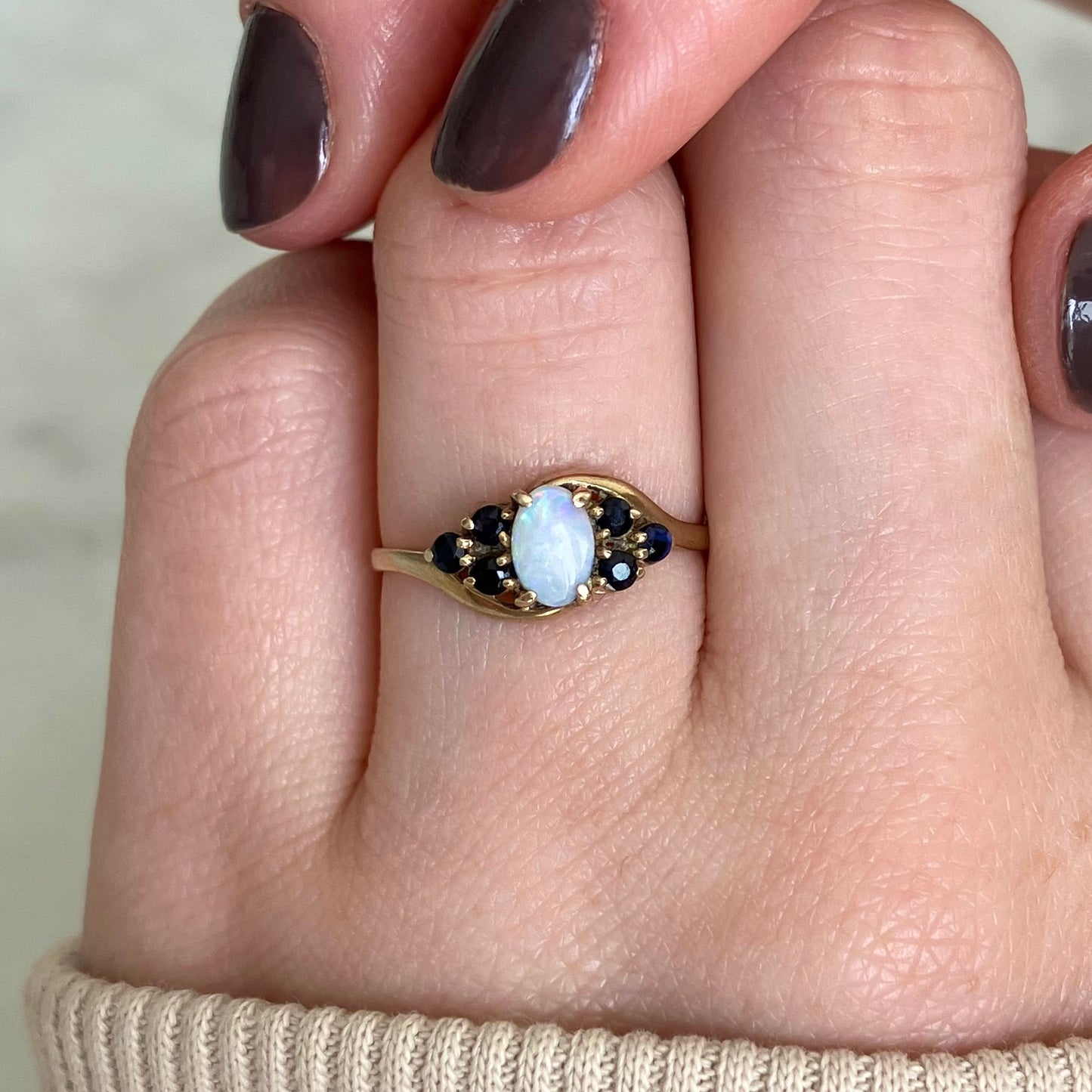 Clara Opal and Sapphire Ring