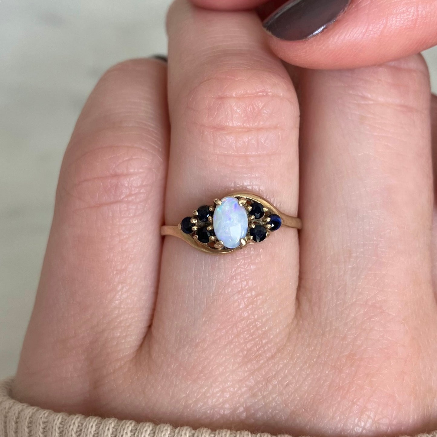 Clara Opal and Sapphire Ring